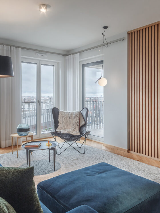 Projekt in der Regerstraße in München // Ansicht Wohnzimmer in Esszimmer